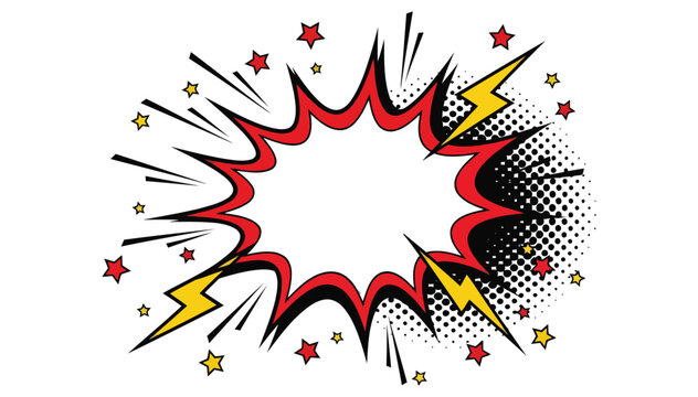 Vibrant explosion with dynamic energy and comic book style effects radiating outward