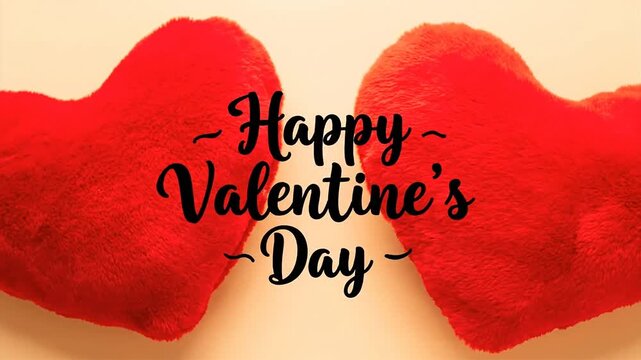 Two red heart shaped objects on white with valentines day text