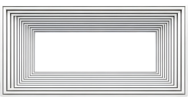 Abstract rectangular frame composition with multiple nested borders creating depth and perspective isolated on transparent background