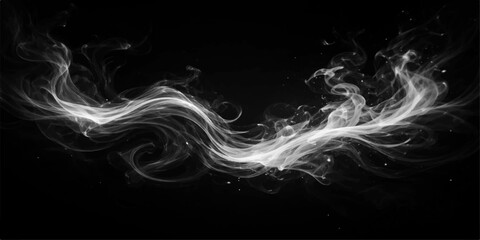 An abstract motion design of smooth blue smoke flowing in a glowing wave pattern with elegant curves and swirls against a black backdrop © dark chocolate