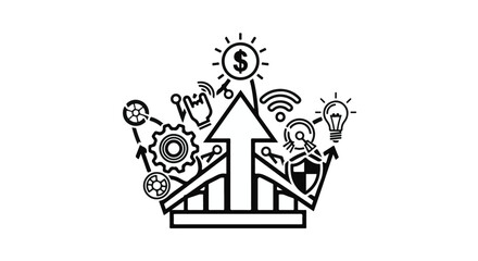 Obraz premium Business Growth and Financial Success Concept Illustration with Icons