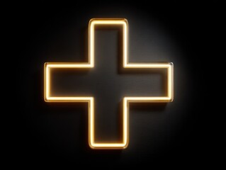 Fototapeta premium neon plus symbol isolated on a black background