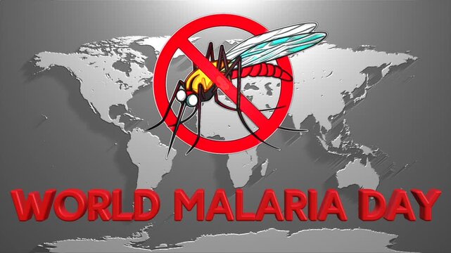 World malaria day background with mosquito stop sign and world map