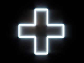 Obraz premium neon plus symbol isolated on a black background