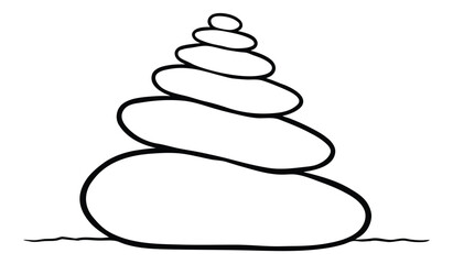 A stack of stones in a simple line drawing style