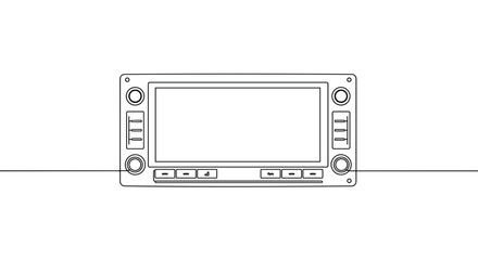 Fototapeta premium Line drawing of a digital display device with control buttons on a transparent background