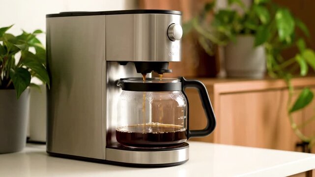 Modern Coffee Maker Brewing Coffee