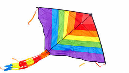 Bright colorful kite isolated on white background, studio shot