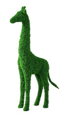 Obraz premium キリン型トピアリー立体アート PNG Isolated Giraffe-Shaped Topiary 3D Art （Generative AI）