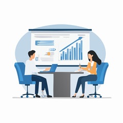 Corporate Team Planning Illustration with Faceless Characters and Modern Office Setting