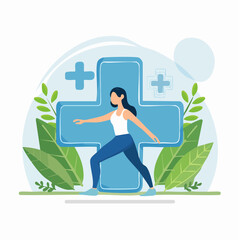 Clean Minimal Healthy Lifestyle Illustration with Faceless Character