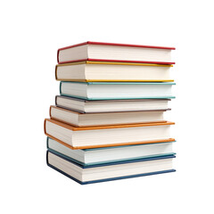 Stack of Colorful Books on a White Background Ready for Reading and Learning