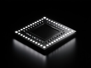 chip processor glow isolated on a black background
