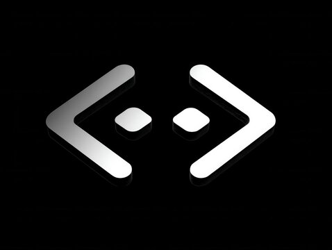 code bracket symbol isolated on a black background