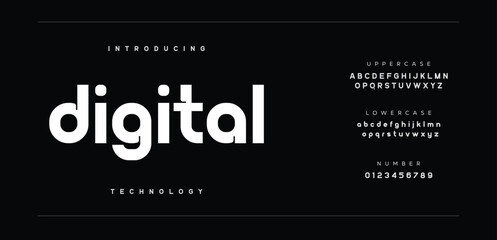 Digital Abstract minimal modern alphabet fonts for logo. Typography technology electronic digital music future creative font. vector illustration © MOHXXIN