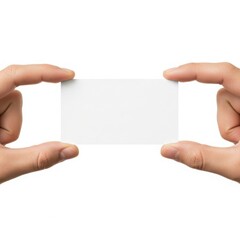 Obraz premium Two hands holding a transparent rectangular object between them against a plain background