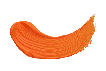 Bright Orange Paint Brush Stroke Isolated on White Background