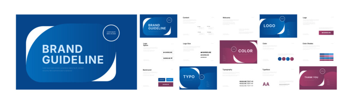 Professional Brand identity design template. Landscape branding guideline template. Complete Brand Guidelines layout, Modern Brand manual Guidelines Presentation, premium brand strategy design