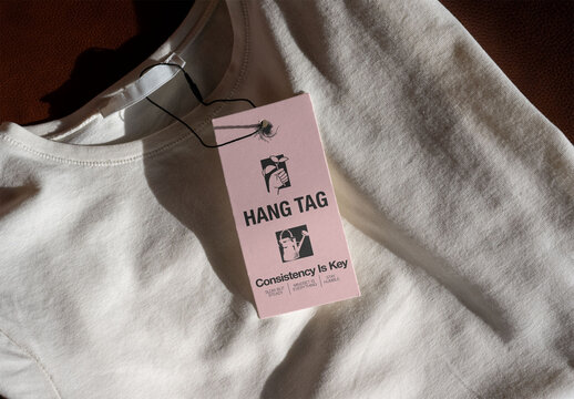 Real photo of Cloth Tag on White Shirt. PSD template mockup