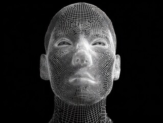 face scan grid isolated on a black background