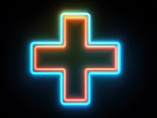 Obraz premium medical cross neon isolated on a black background