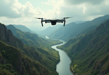 Fototapeta premium Aerial Perspectives: Capture the Essence of Thrilling Heights through Advanced Drone Photography Technology