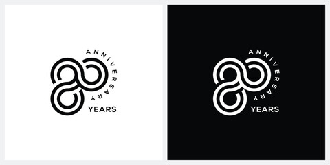 Obraz premium eighty years anniversary logo design inspiration