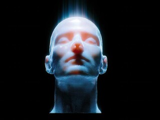 Obraz premium hologram head isolated on a black background