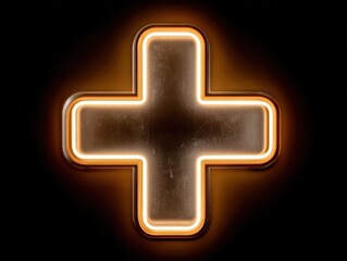 Obraz premium neon plus symbol isolated on a black background