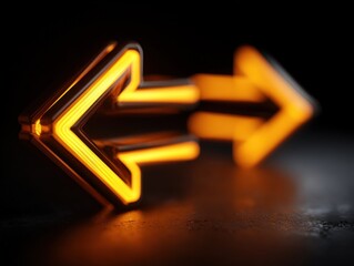 glowing direction arrows isolated on a black background