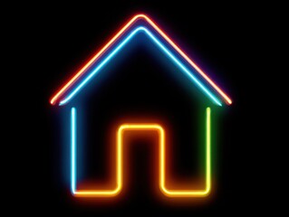 house outline neon isolated on a black background