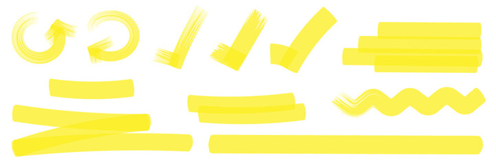 Highlighter stroke set. Marker lines, brush marks and underlines