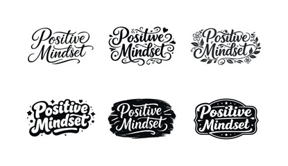 Fototapeta premium Positive mindset quote. Set lettering. harmonious lettering variations of the same emblematic concept, each with different artistic