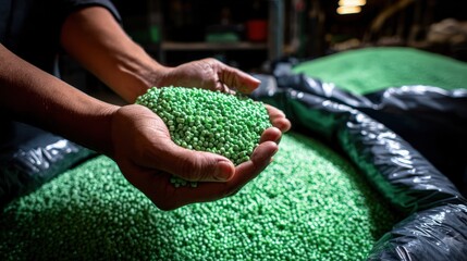 Green Plastic Pellet in Manufacturing Facility