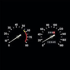 Car dashboard speedometer and tachometer dial. Vector illustration