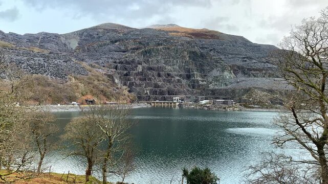 Dinorwig Hydroelectric Power Station Slate Quarry and Lake Peris, Snowdonia National Park, Llanberis, Gwynedd, Wales, UK