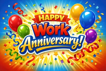 Happy Work Anniversary Colorful Celebration Banner