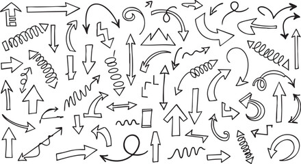 Fototapeta premium Hand Drawn Doodle Arrow Set - Sketchy Directional Vector Symbols