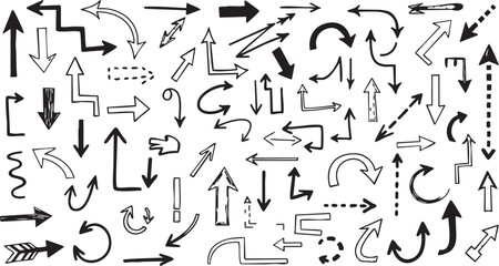 Hand Drawn Doodle Arrow Set - Sketchy Directional Vector Symbols