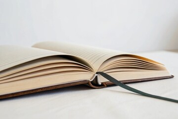 Fototapeta premium Open book with blank pages isolated on white background, ready for writing, reading, or studying with copy space for your text