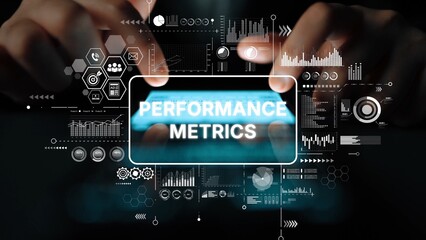 Hands Interacting with Performance Metrics and Data Visualization in a Digital Environment....