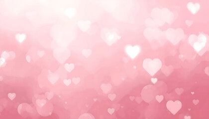 A soft pink background with white and light pink hearts floating around