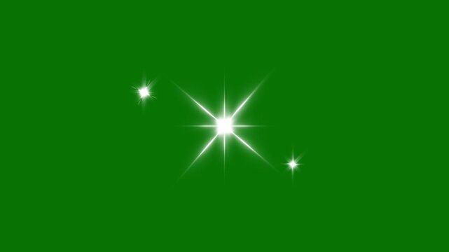 Fairy Twinkle Sparkle Stars on Chroma Key Green Screen, Shiny Glowing Doodle Light Burst Animation with Blinking Retro Vector Shine, 4K Festive Glitter Overlay Loop