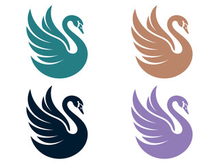 Fototapeta premium A set of four colorful swan logos on a white background