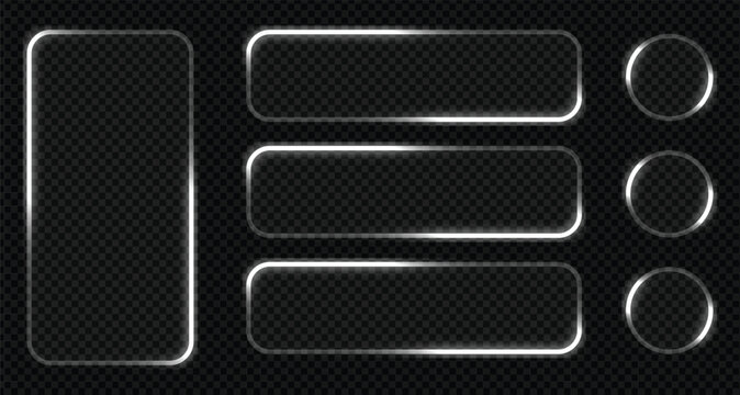 Minimal Neon Glass Square Icon Frame Vector Template