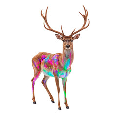 Fototapeta premium Colorful Deer Displays Bright Paint Patterns in an Artistic Setting During Daytime