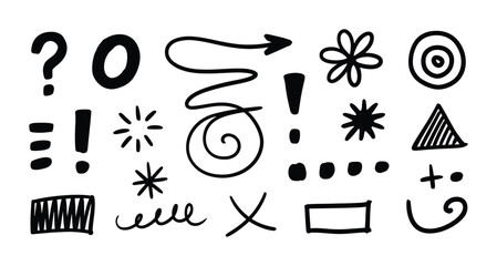 Vector of various symbols and signs in black © Unnati