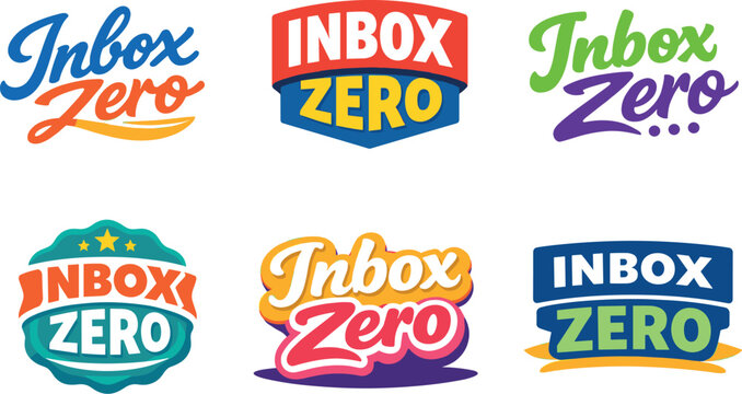 Clean modern holiday banner illustration displaying modern lettering logo set for Inbox Zero, professional logo-style typography