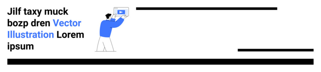 Obraz premium Man holding a paper with visual elements, emphasizing presentation. Ideal for business, communication, education, marketing, workflow, presentation, simple landing page