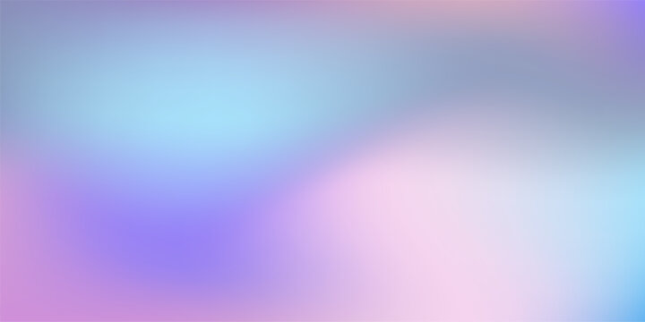 Holographic gradient background. Light soft backdrop with smooth pastel gradients. Blend of blue pink and purple tones creating dreamy texture. Abstract modern vector illustration